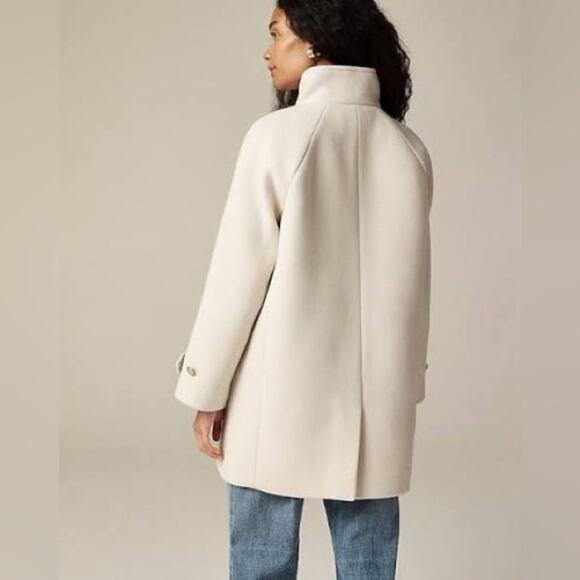 J. Crew Toscana Coat in Italian Stadium-Cloth Wool Blend Natural Plus Sz 22 NWT - Picture 2 of 16